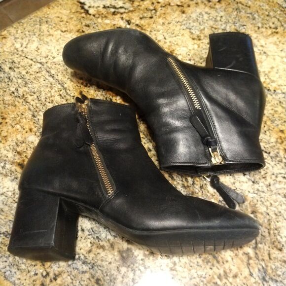 Cole Haan Grand Black Leather Ankle Double Zip Chelsea Booties Boots Size 8.5 B - Picture 2 of 15